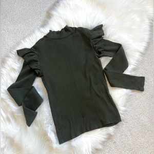 🎉🥳Host Pic🎉🥳 Zara Green Ribbed Long sleeve Shirt